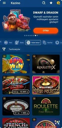 Mostbet kazino Android üçün