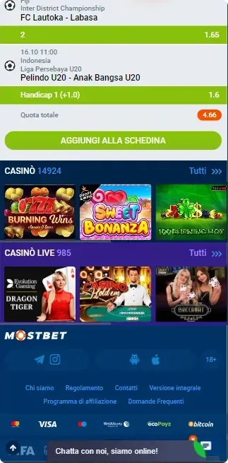 mostbet scaricare applicazione