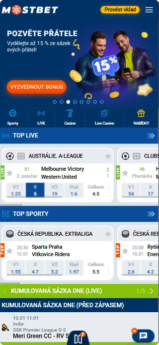 sportovní sázková aplikace Mostbet