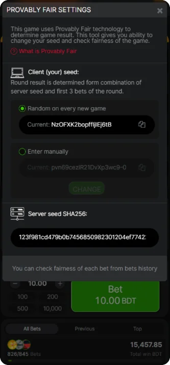 Mostbet Aviator app Provably Fair Settings