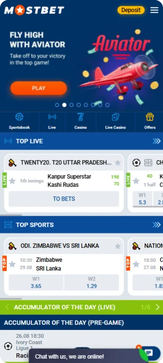 Mostbet Casino app Homepage