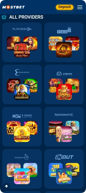 all mostbet casino providers