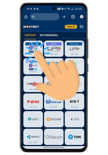 deposit methods to start playing at Mostbet